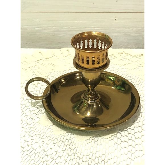 Mid-Century Brass Candle Holder Labeled The Sheffield Silver Company USA #B603 - Picture 1 of 10